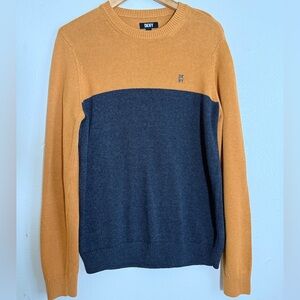 DKNY Men's Crewneck Sweater - Mustard and Navy